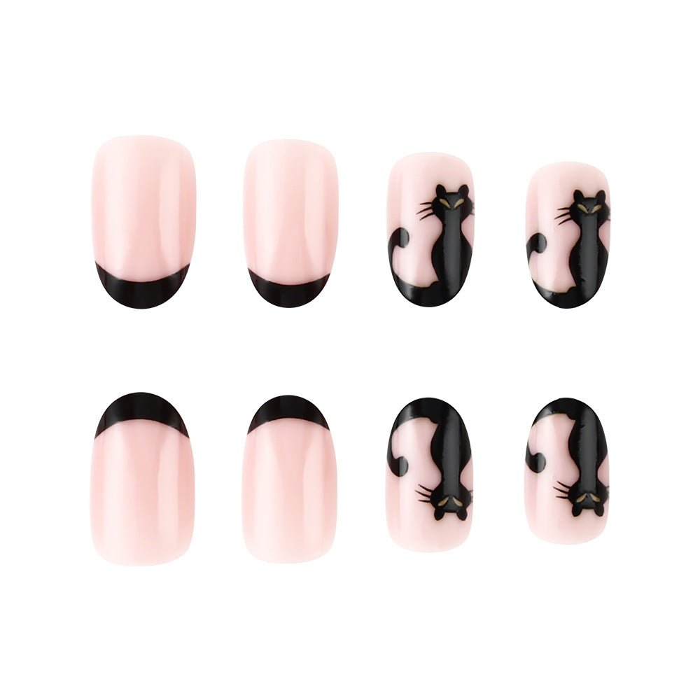 Artistic Cat-Themed Press-On Nails Stornfield