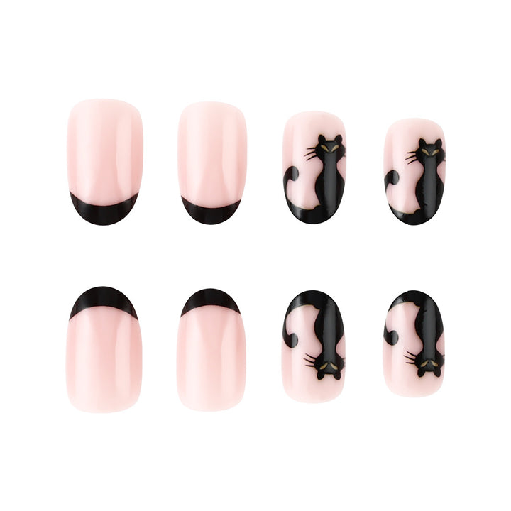 Artistic Cat-Themed Press-On Nails Stornfield