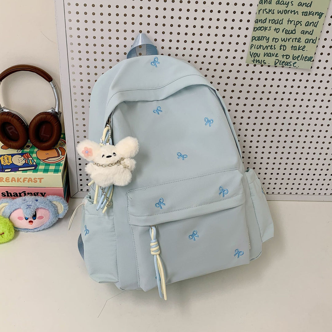 Backpack with Charming Bow Design and Practical Compartments Stornfield