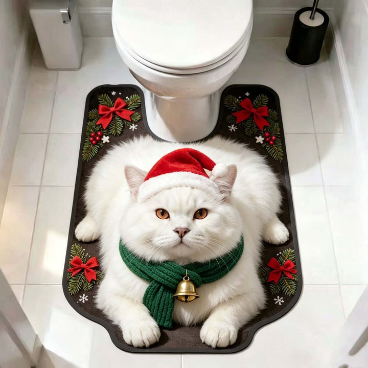 Holiday Cat-Themed Bath Mat