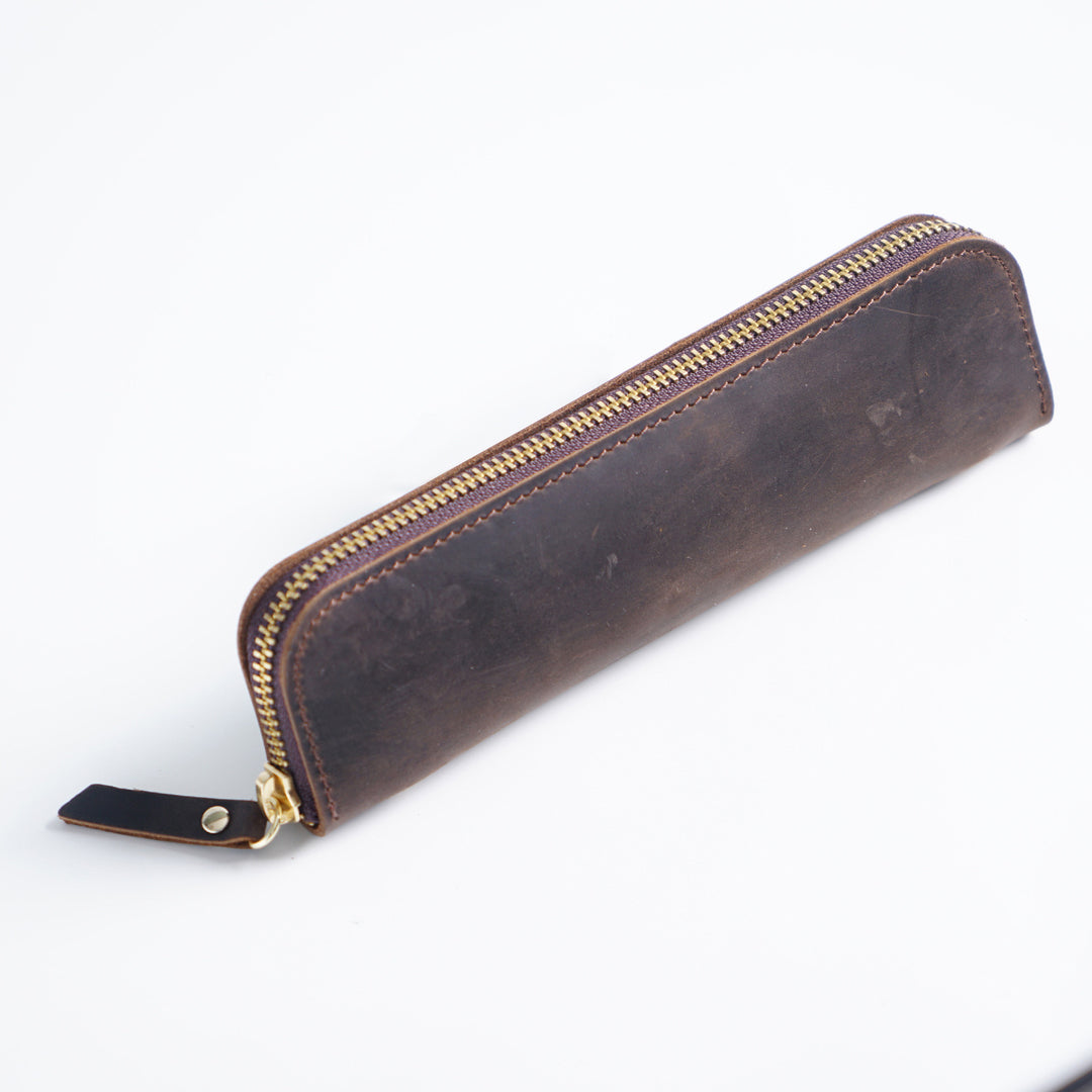 Premium Leather Zippered Pencil Pouch