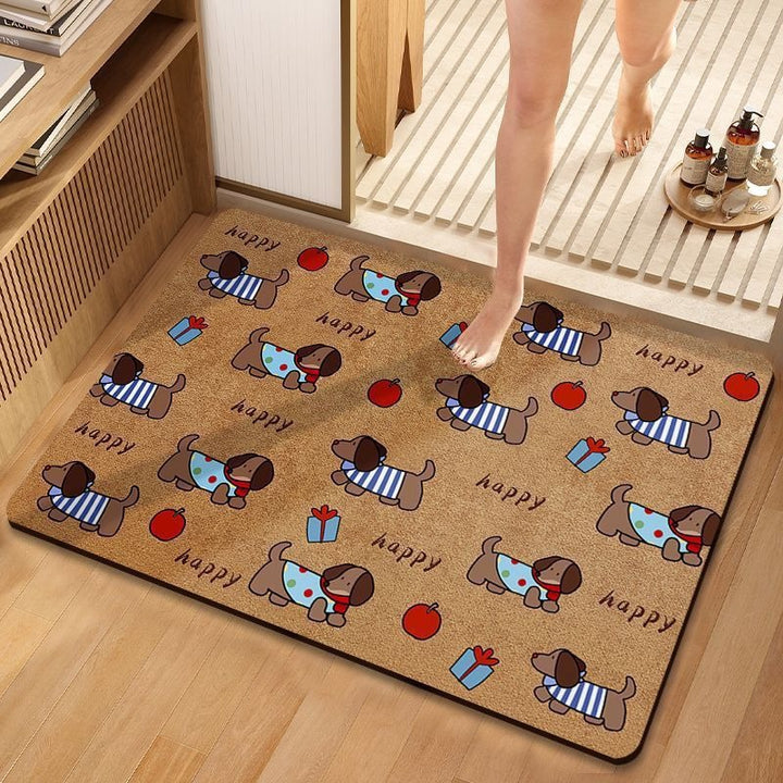 Cute Dog-Themed Plush Bath Mat