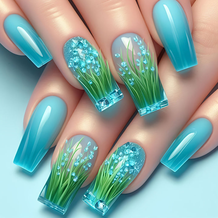 Artificial nails with innovative water motif Stornfield