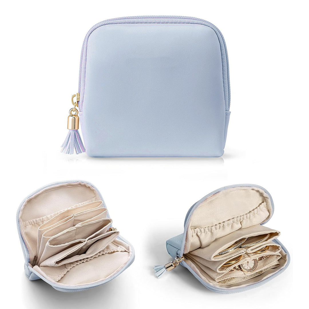 Cosmetic organizer with structured interior and elegant tassel Stornfield