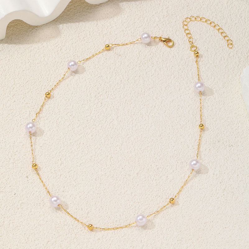 Elegant Pearl and Gold Chain Necklace Stornfield