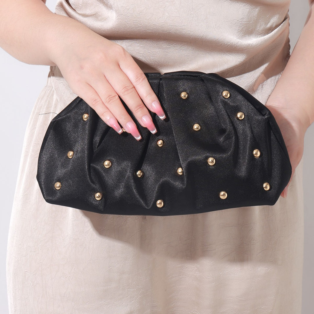 Textured Evening Clutch with Gold Accents