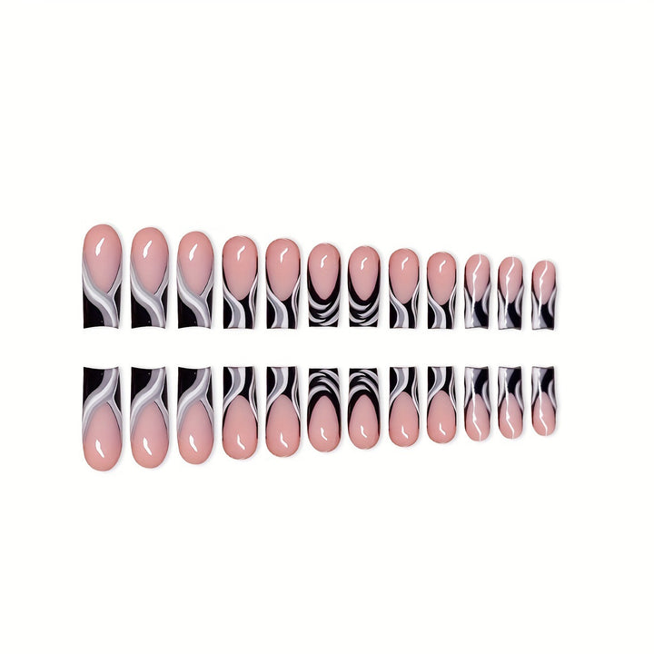 Artistic Press-On Nail Extensions with Marble Design Stornfield