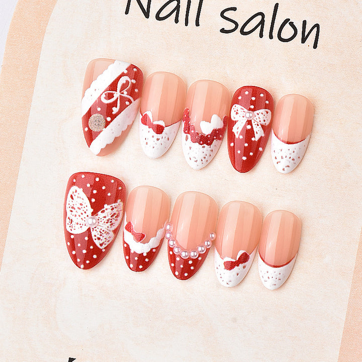 Decorative Bow-Embellished Press-On Nail Art Set Stornfield