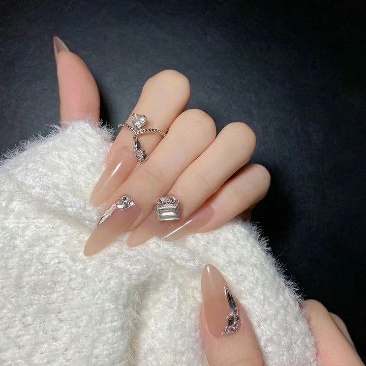 Glamorous and Elegant Artificial Nails with Crystal Accents Stornfield