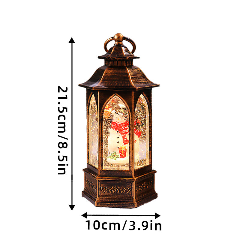 Nostalgic Christmas lantern with snowman scene Stornfield