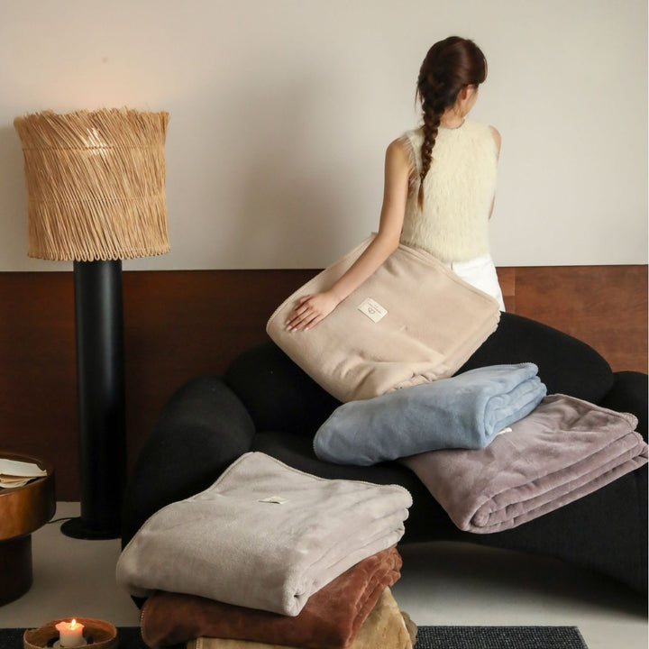 Plush Microfiber Velvet Throw Blanket with Satin Stitched Edge