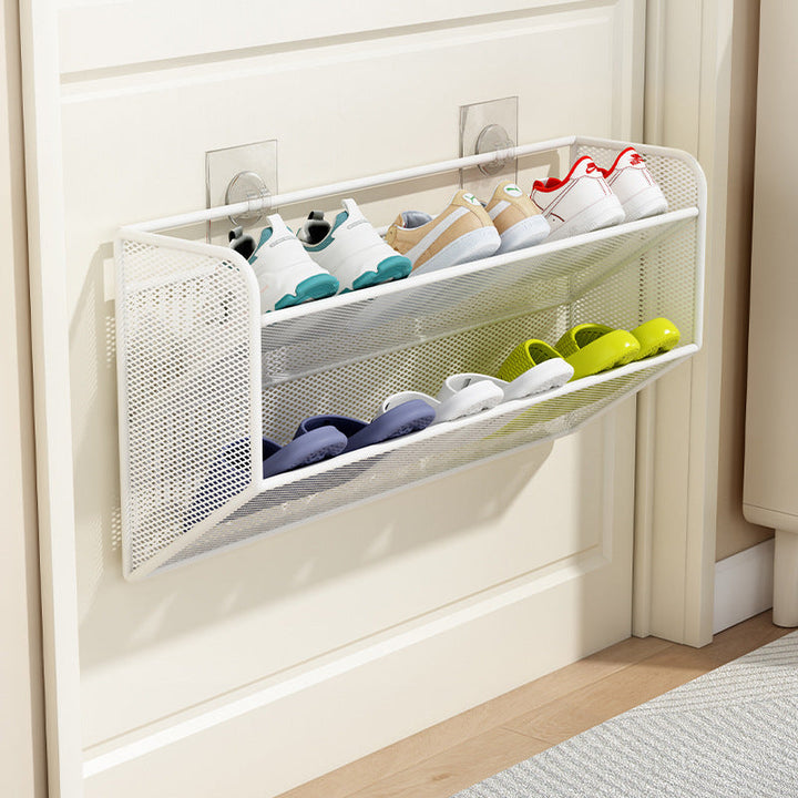 slim overdoor mesh shoe rack organizer with ventilated angled shelf Stornfield