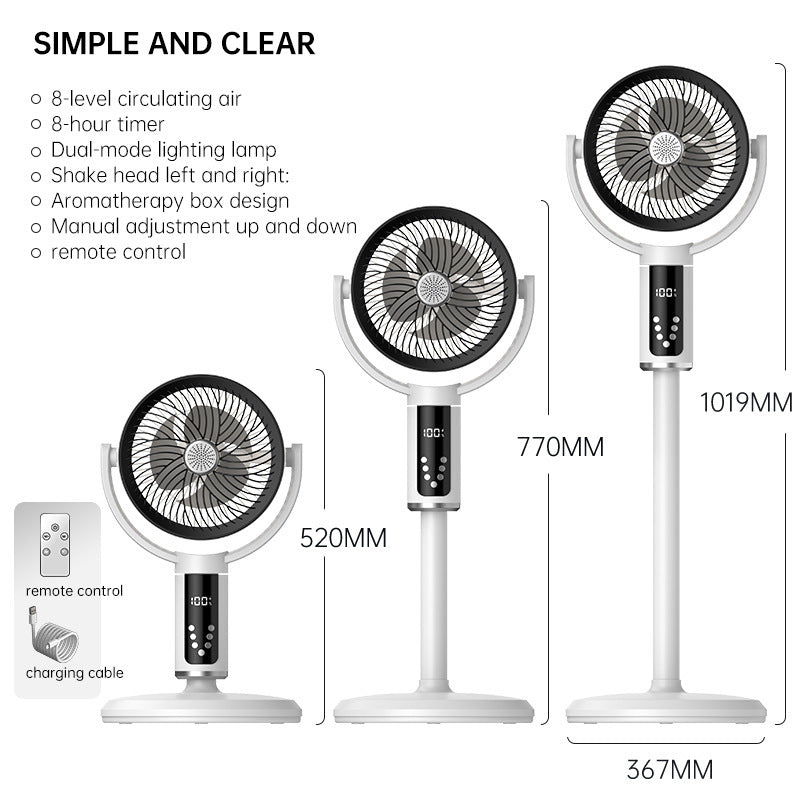 Unisex nan height-adjustable oscillating rechargeable pedestal fan with digital LED display remote and aromatherapy Stornfield