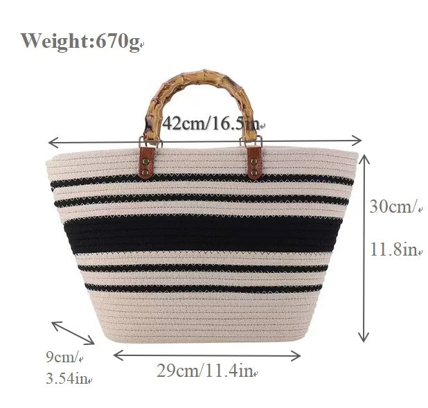 Stylish basket bag with bamboo handles Stornfield