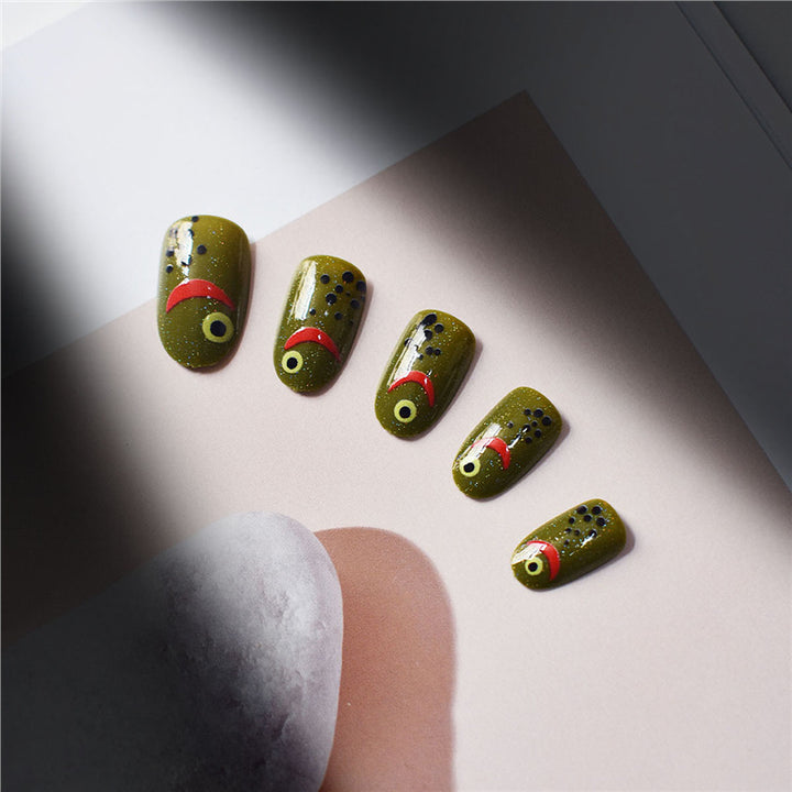 Fashionable Matte Finish Press-On Nails with Metallic Stripes Stornfield