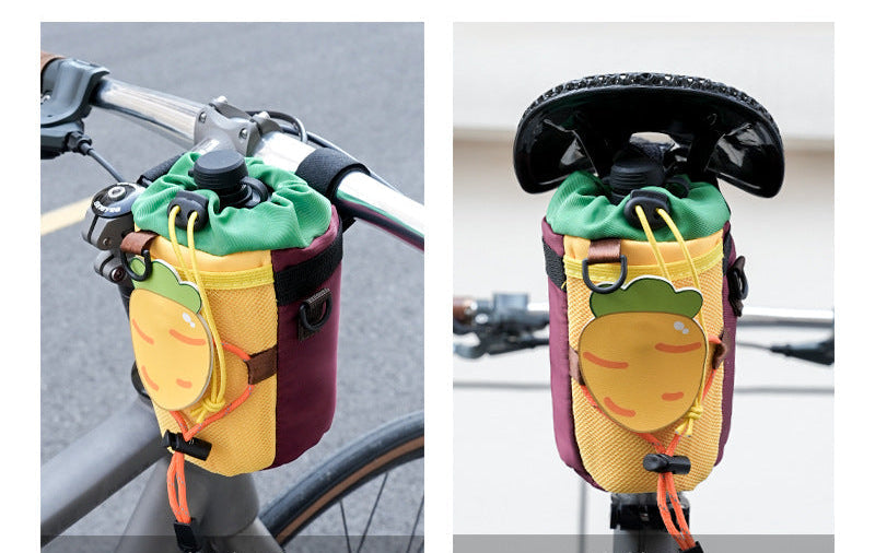 insulated kids water bottle carrier with drawstring closure and three universal attachment straps Stornfield