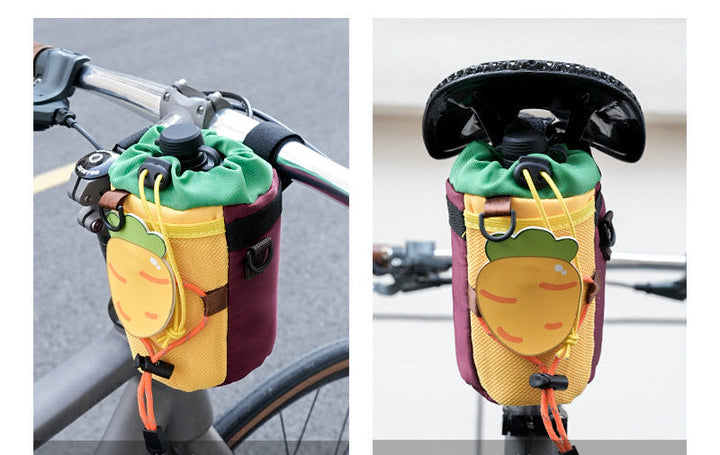 insulated kids water bottle carrier with drawstring closure and three universal attachment straps Stornfield