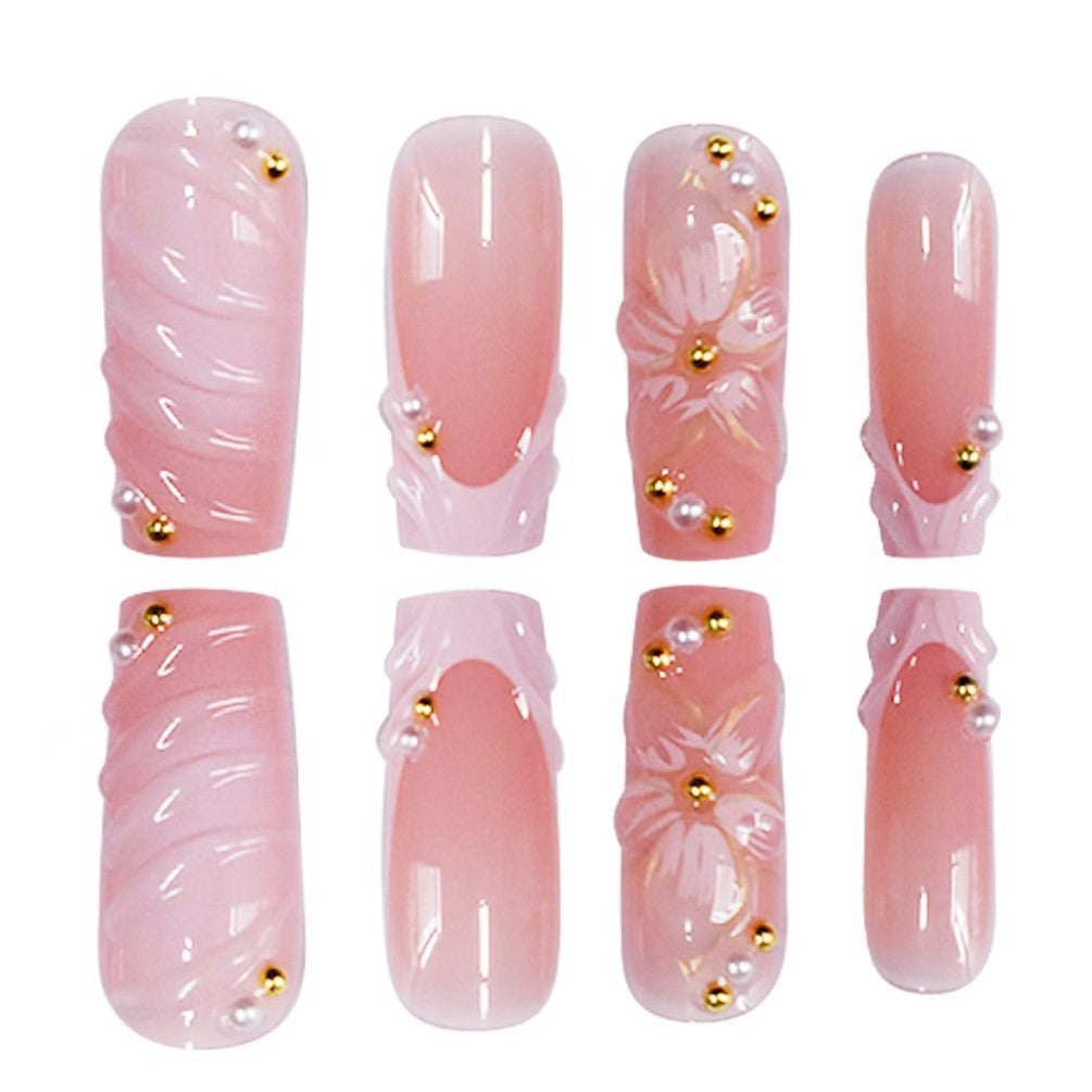 Elegant Floral Decorated Press-On Nails Stornfield