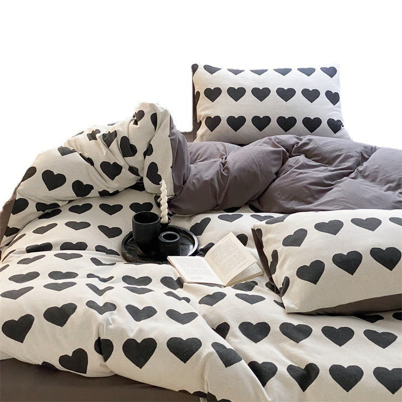 Cozy flannel bedding set with minimalistic tree pattern and reversible function