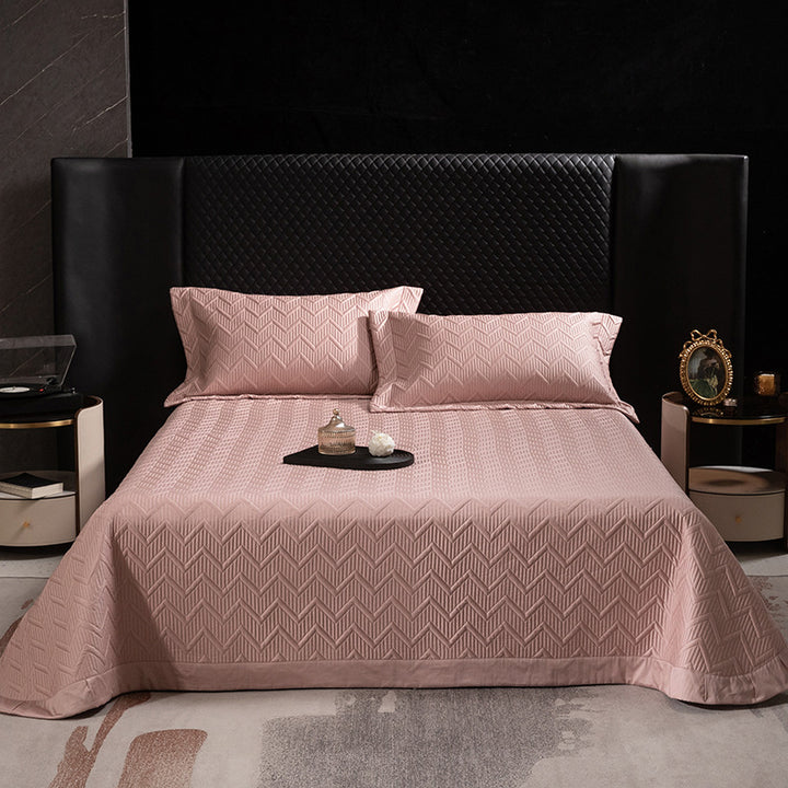 Quilted Chevron Bedspread Set with Reversible Coverlet and Pillow Shams