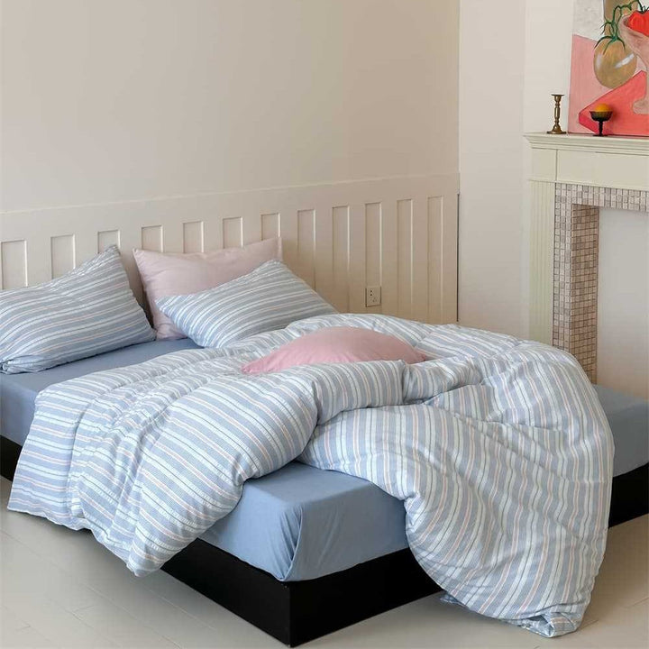 Lightweight Cotton-Linen Striped Duvet Cover and Pillowcase Set