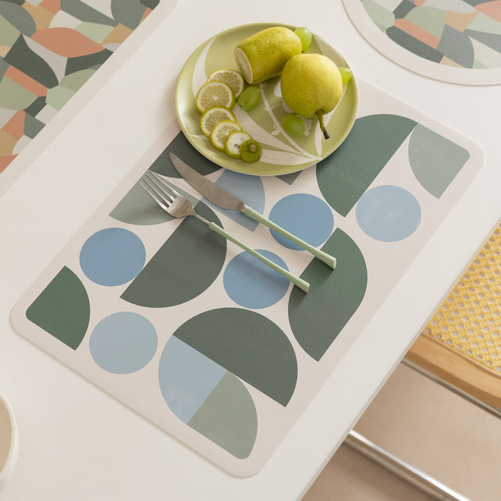 Wipeable retro placemats made of artificial leather with geometric pattern Stornfield