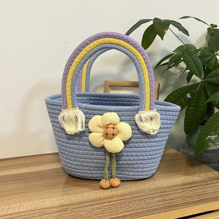 Women's handmade basket bag with color-coordinated handle accents Stornfield