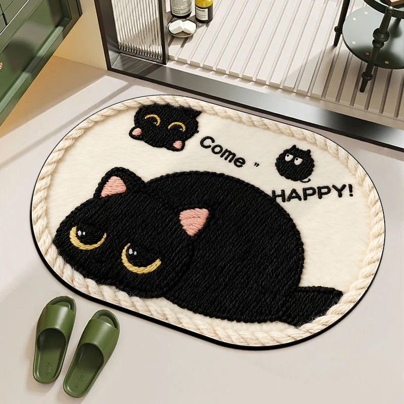 Playful Cat-Themed Bath Mat