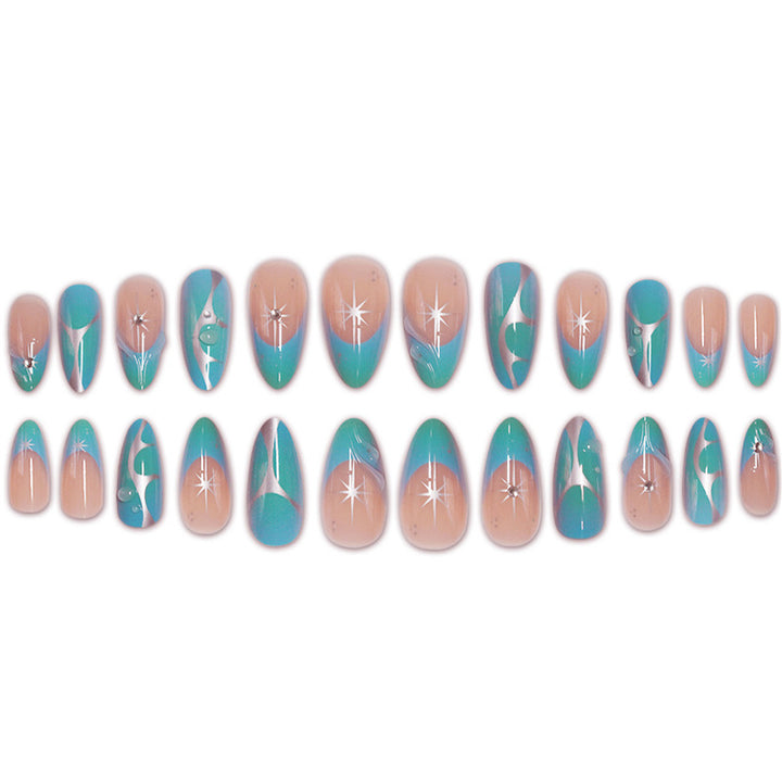 Artistic Stiletto Press-On Nails with Metallic Accents Stornfield
