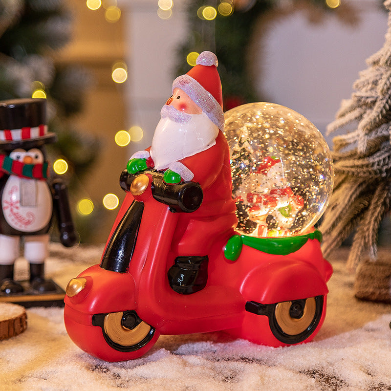 Whimsical Santa Scooter Snow Globe