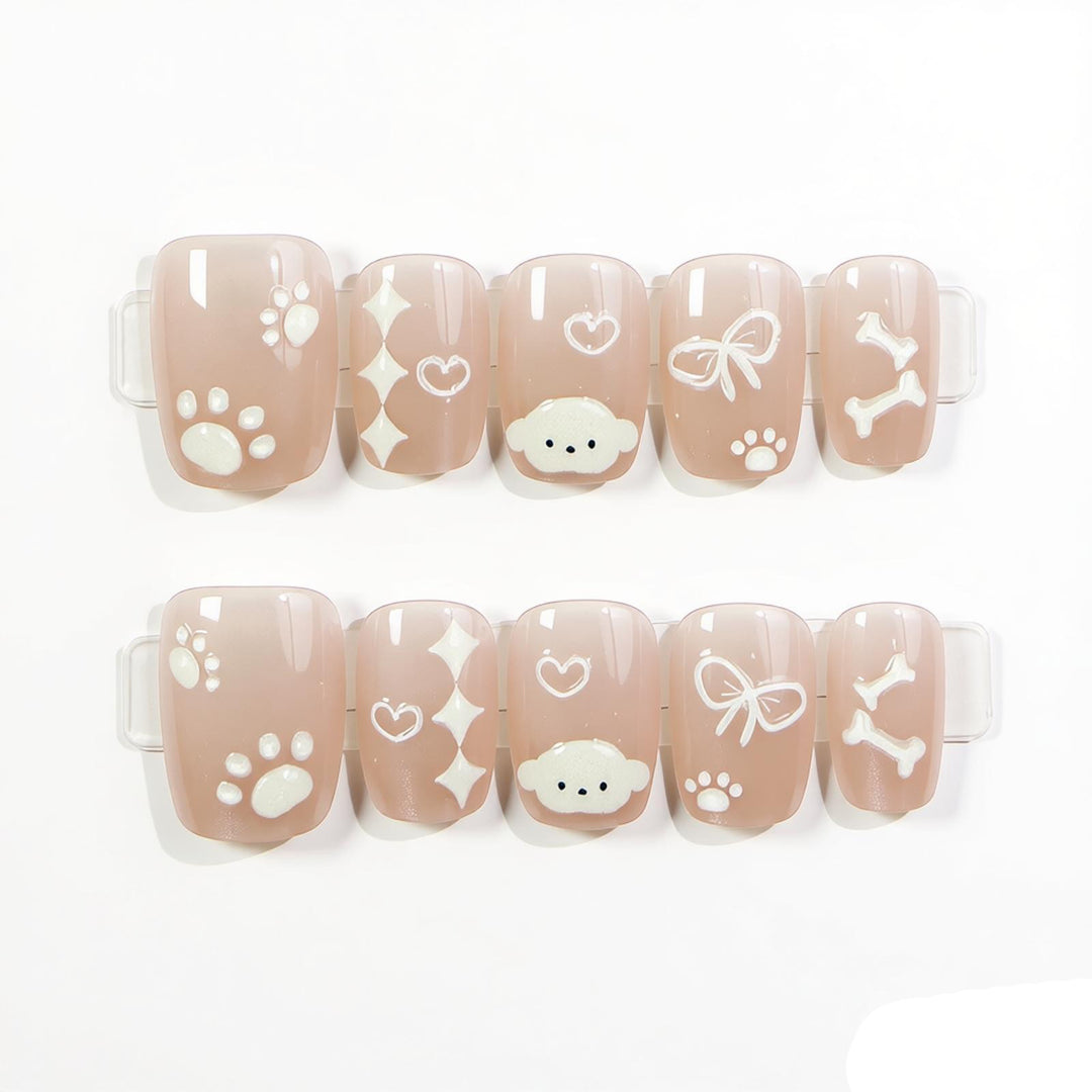Decorative Press-On Nail Art Set with Cute Pet Themed Designs Stornfield