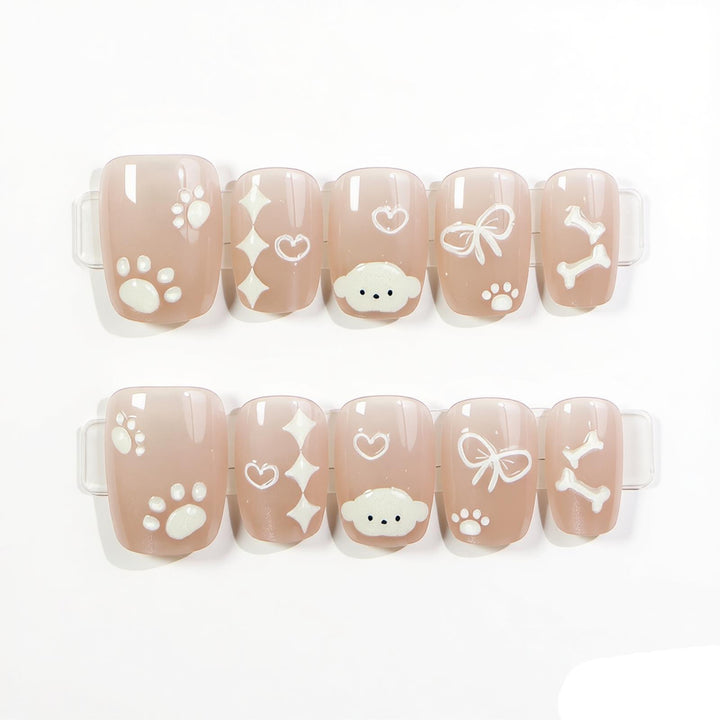Decorative Press-On Nail Art Set with Cute Pet Themed Designs Stornfield