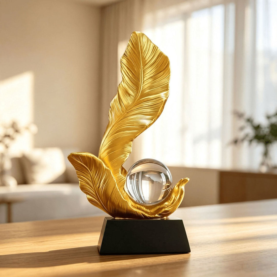 Decorative Golden Leaf Sculpture for Home Decor