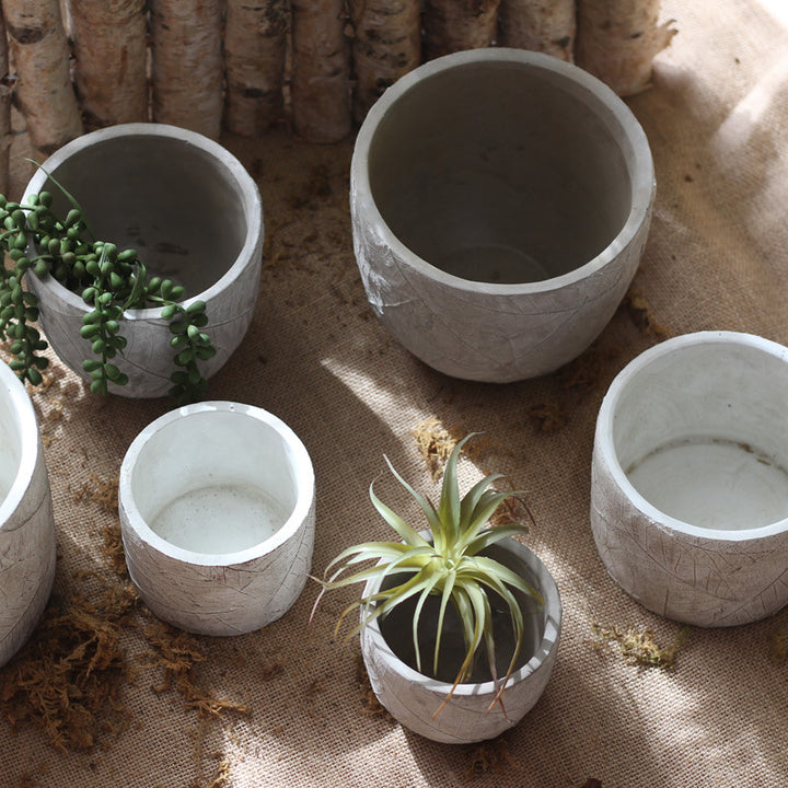 Decorative plant container made of handmade ceramic with leaf pattern Stornfield