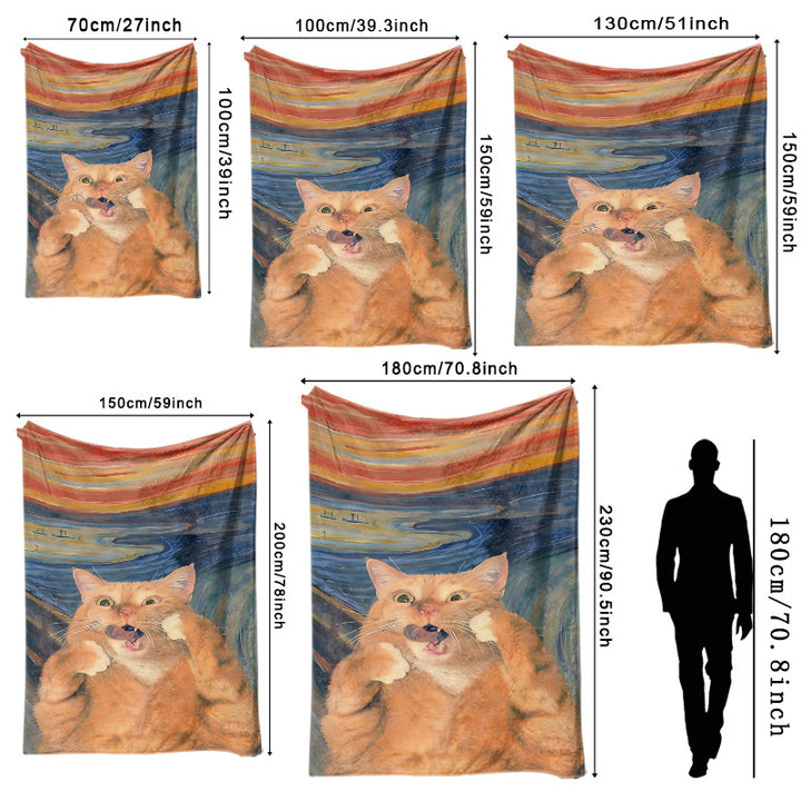 Artistic Cat-Themed Fleece Blanket