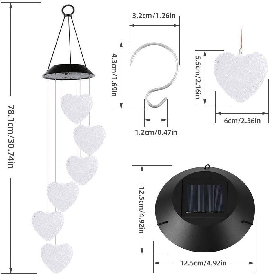 Solar-Powered Hanging Hummingbird LED Wind Chime With Color-Changing RGB Acrylic Birds And Weatherproof Top Stornfield