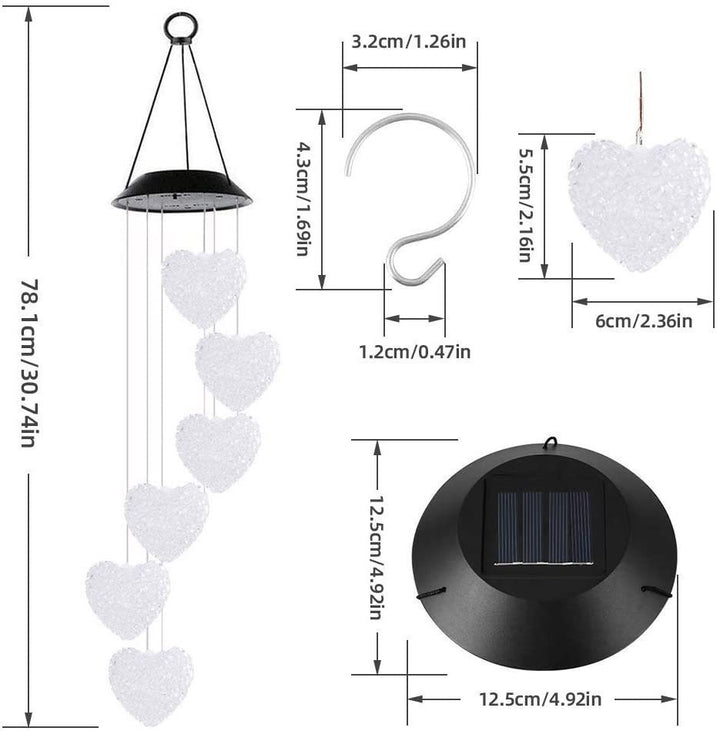 Solar-Powered Hanging Hummingbird LED Wind Chime With Color-Changing RGB Acrylic Birds And Weatherproof Top Stornfield