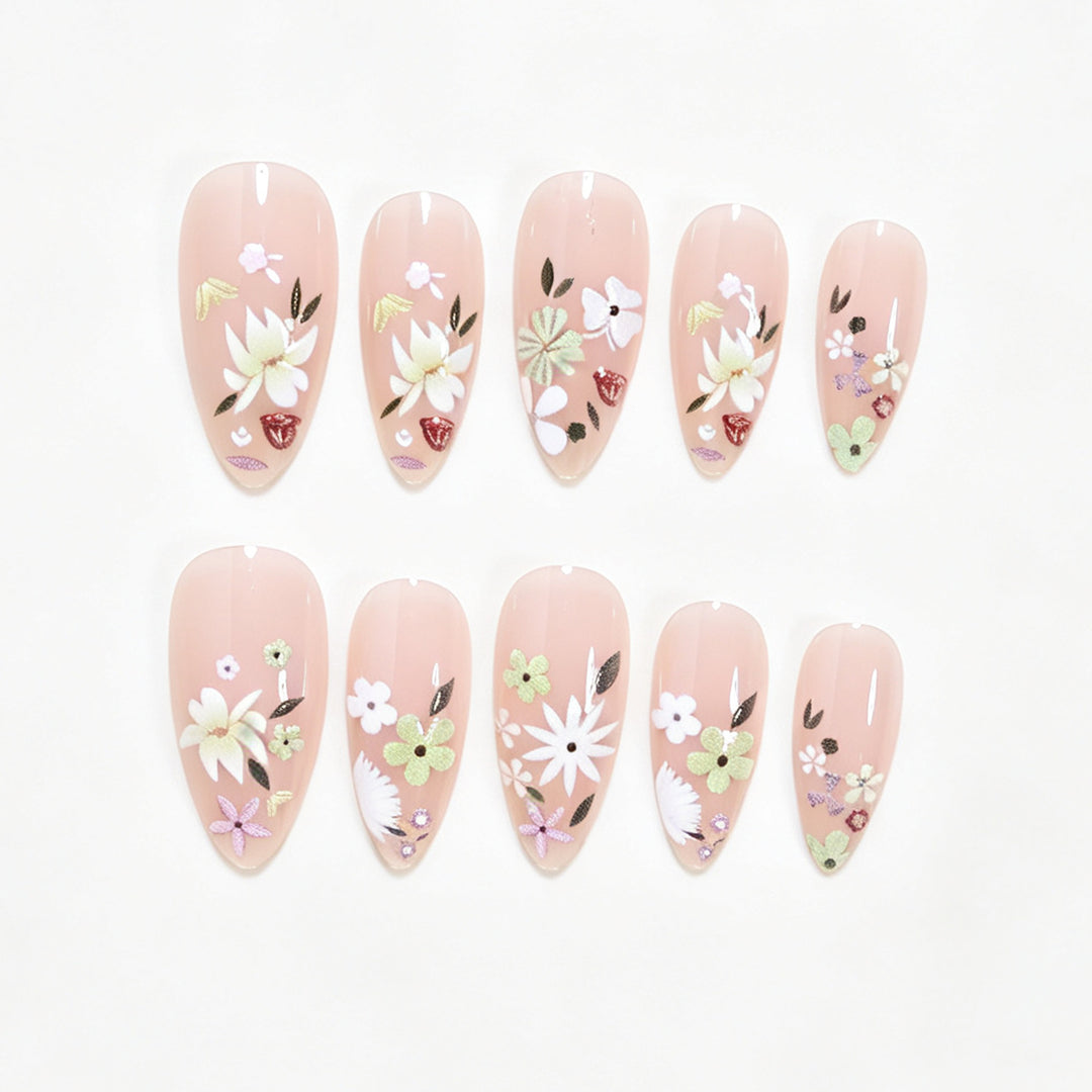 Floral Art Acrylic Nail Tips Stornfield