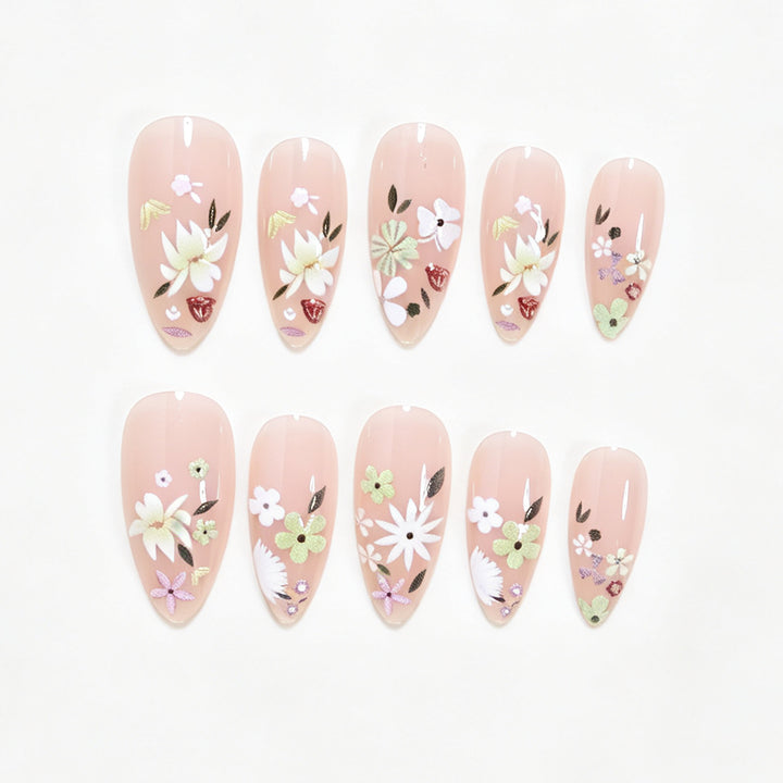 Floral Art Acrylic Nail Tips Stornfield