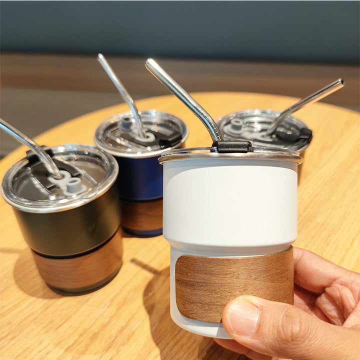 Ladies stylish stainless steel drinking cups with wood application Stornfield