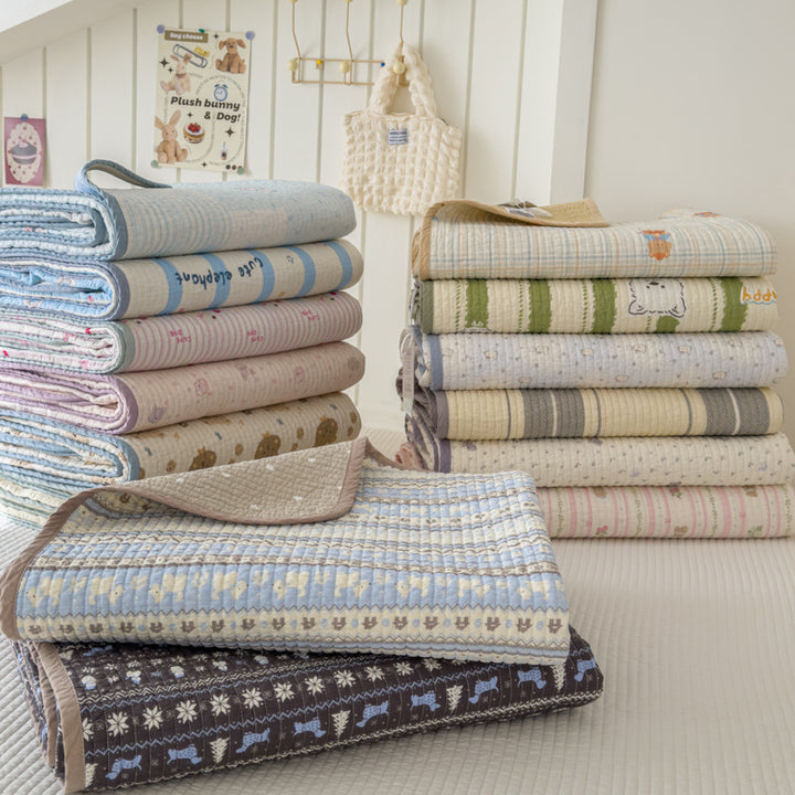Lightweight Quilted Cotton Bedspread and Mattress Coverlet Set