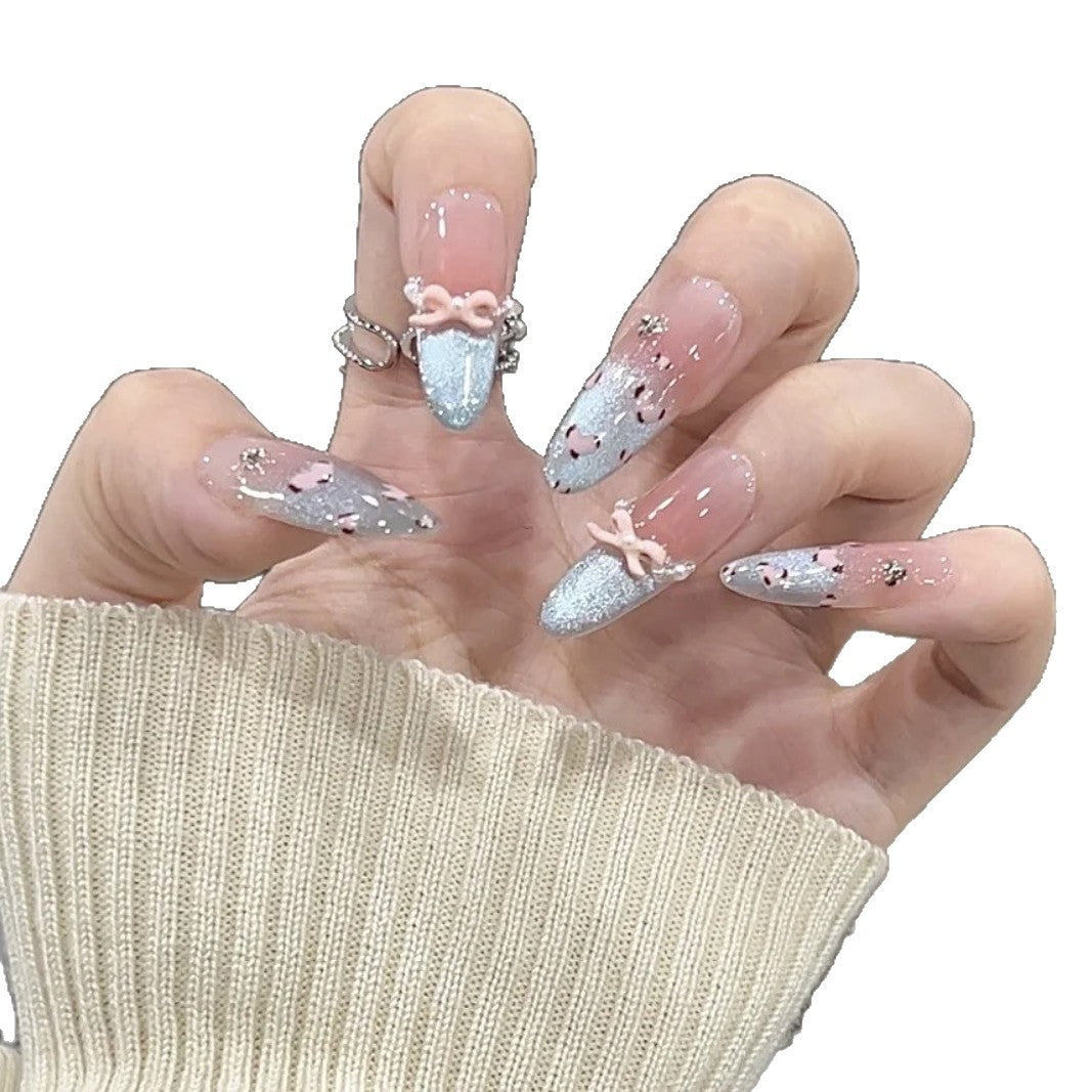 Artistic Press-On Nail Set with Floral and Geometric Designs Stornfield