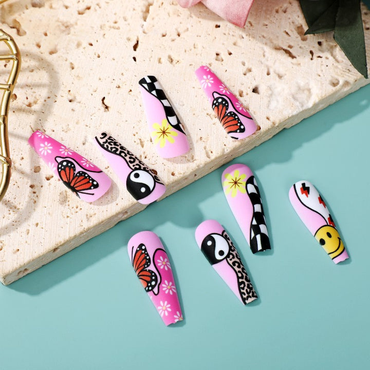 Artificial nails with colorful butterfly design Stornfield
