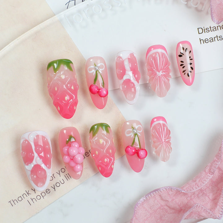 Creative Nail Set with fruity and floral designs Stornfield