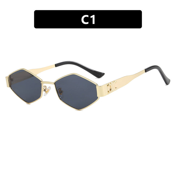 Ladies fashionable hexagonal sunglasses with protective lenses and stylish metal frame Stornfield