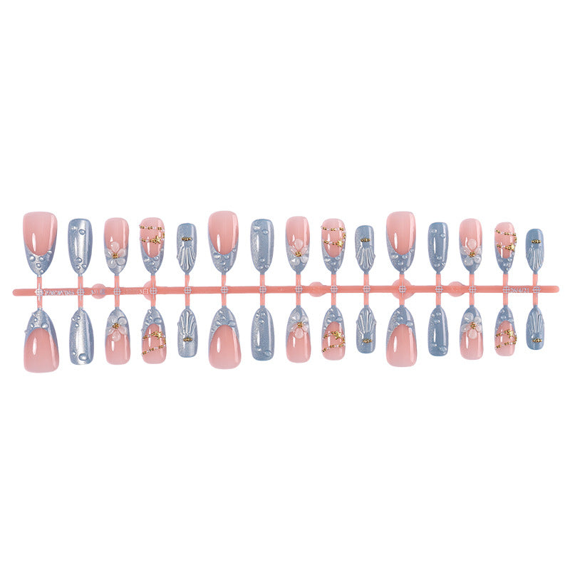Decorative Press-On Nail Art Set with Gem Accents Stornfield