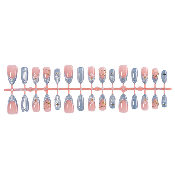 Decorative Press-On Nail Art Set with Gem Accents Stornfield