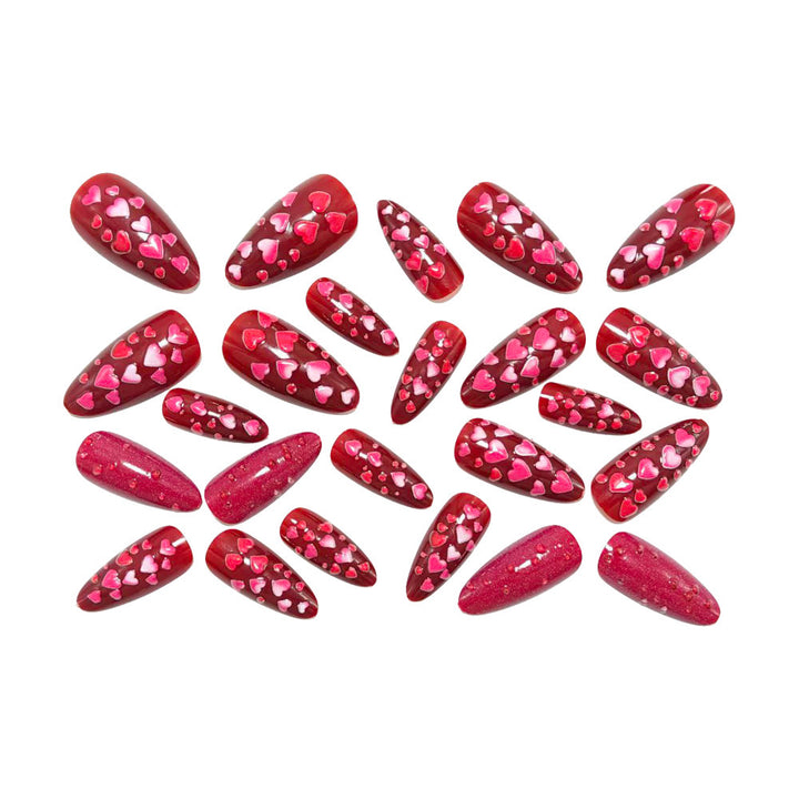 Artificial nails with heart design and gloss finish Stornfield