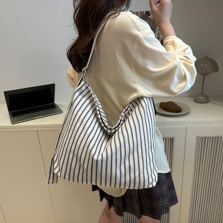 Casual Striped Canvas Tote Bag Stornfield