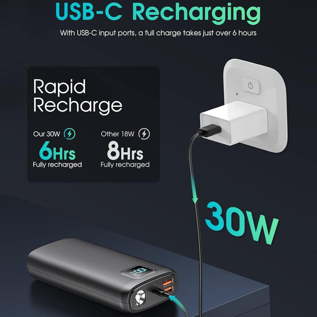 Portable power bank with digital charging display and LED lamp Stornfield